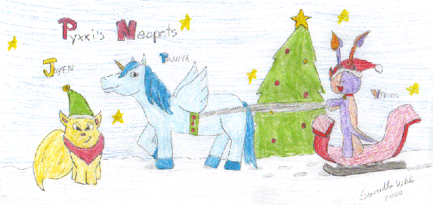 A picture I drew of my Neopets for a contest, which I ended up forgetting to enter.